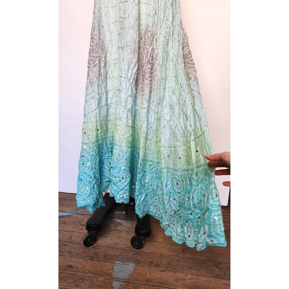 Vintage Silk Skirt Rainbow Colors - Indian Ombre Silk Maxi Skirt W/Sequins XS S - Picture 4 of 10